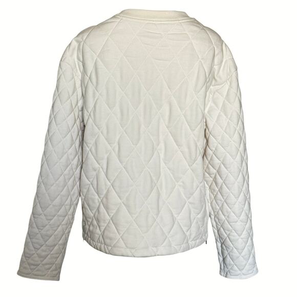 Athleta Retroplush Quilted Crewneck Sweatshirt Womens Size S Cream EUC - Picture 4 of 12